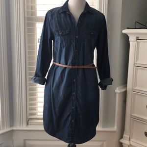 Denim Belted Shirt Dress sz S